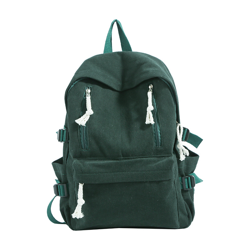 Autumn and winter large-capacity backpack for students, new corduroy backpack, solid color, simple and versatile, fashionable multi-pocket backpack Item Picture