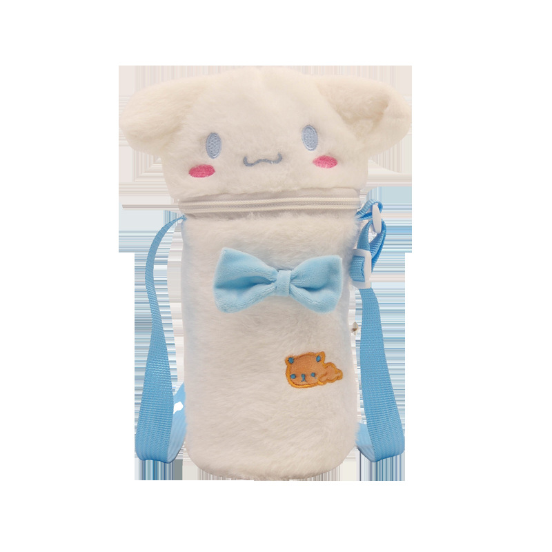 New cartoon plush water cup glass protective case, cute hand-held crossbody bag, mobile phone coin purse, birthday gift Item Picture