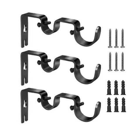 Suspended black modern and simple curtain double-pole integrated curtain accessory rack base support frame double-pole bracket full figure