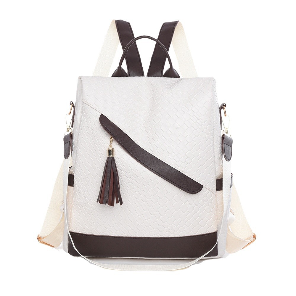 Retro-textured, light luxury, dirt-resistant, woven, fashionable and anti-theft autumn and winter trend backpack, color-blocking casual backpack Item Picture
