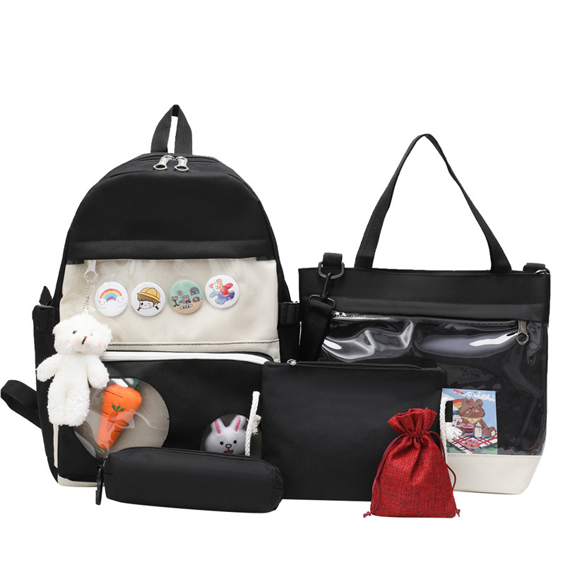 Schoolbag Girl 2024 Korean version campus junior high school, senior high school and college students cute and lightweight backpack with large capacity five-piece set Item Picture