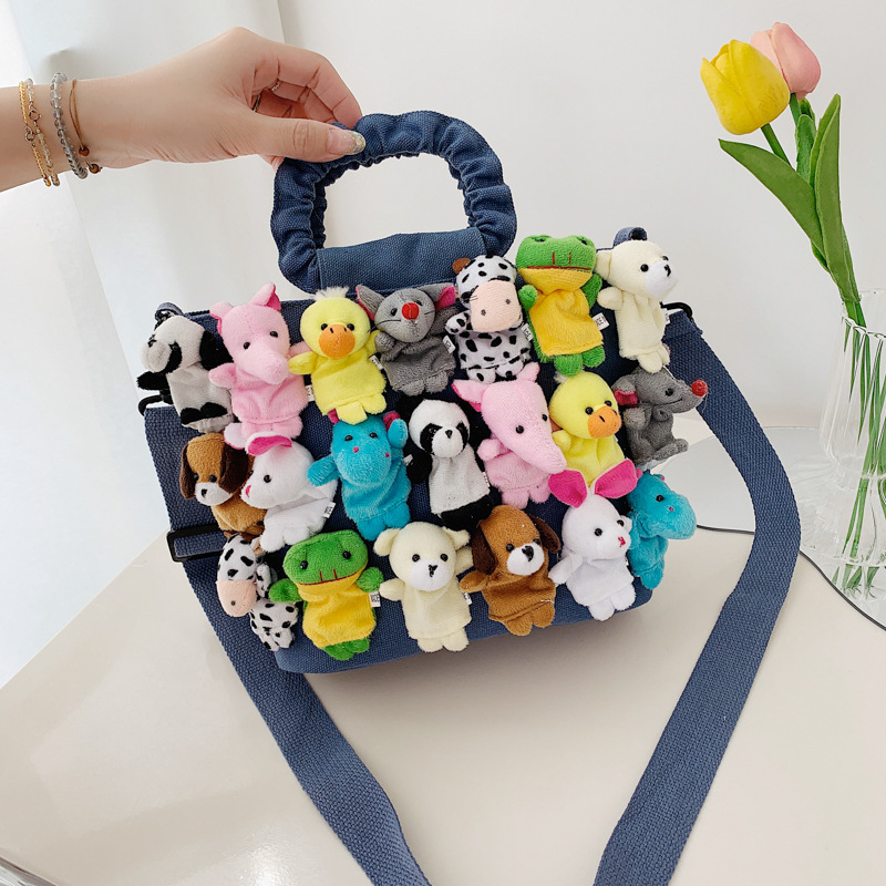 Spring 2025 new cartoon handbag, plush and cute little animal handbag, casual girl single-shoulder crossbody bag full figure