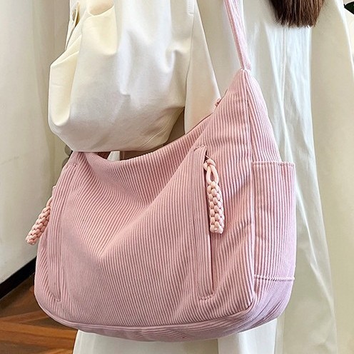 New fashionable and versatile single-shoulder tote bag, crossbody dumpling bag, large-capacity corduroy female college student bag Specification drawing