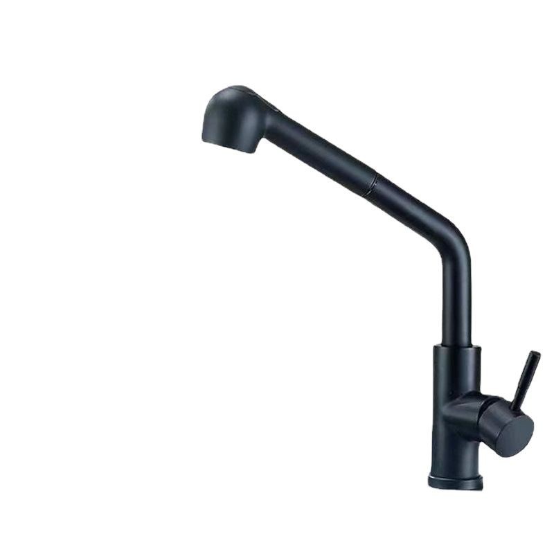 Pull-out faucet, kitchen cold and hot stainless steel sink, black universal faucet, bathroom manufacturer wholesale Item Picture