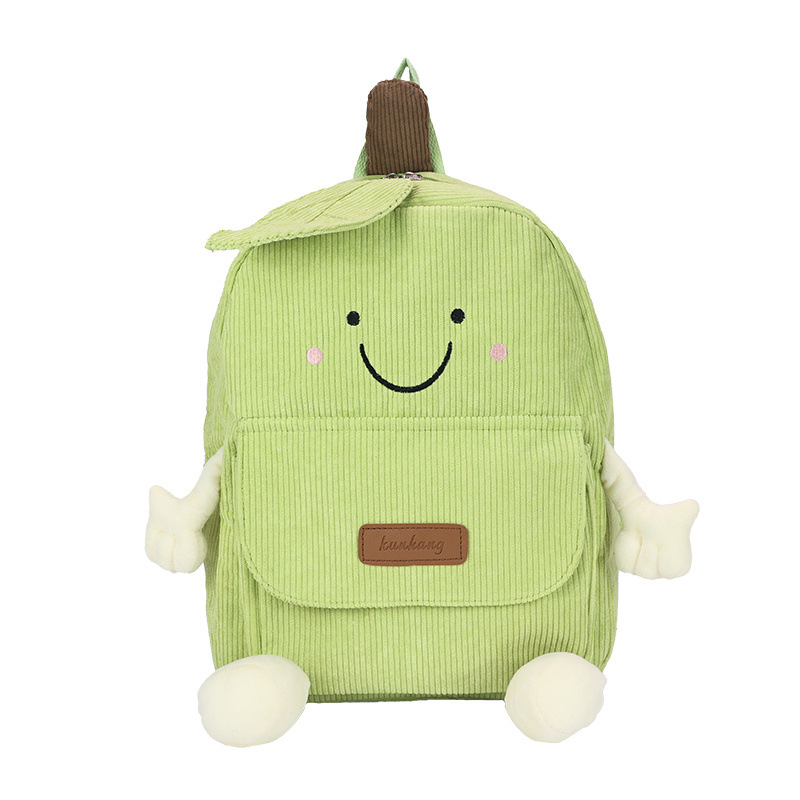 A niche cartoon corduroy backpack, a small schoolbag for female college students, a new Korean version of the ins large-capacity backpack for high school students Item Picture