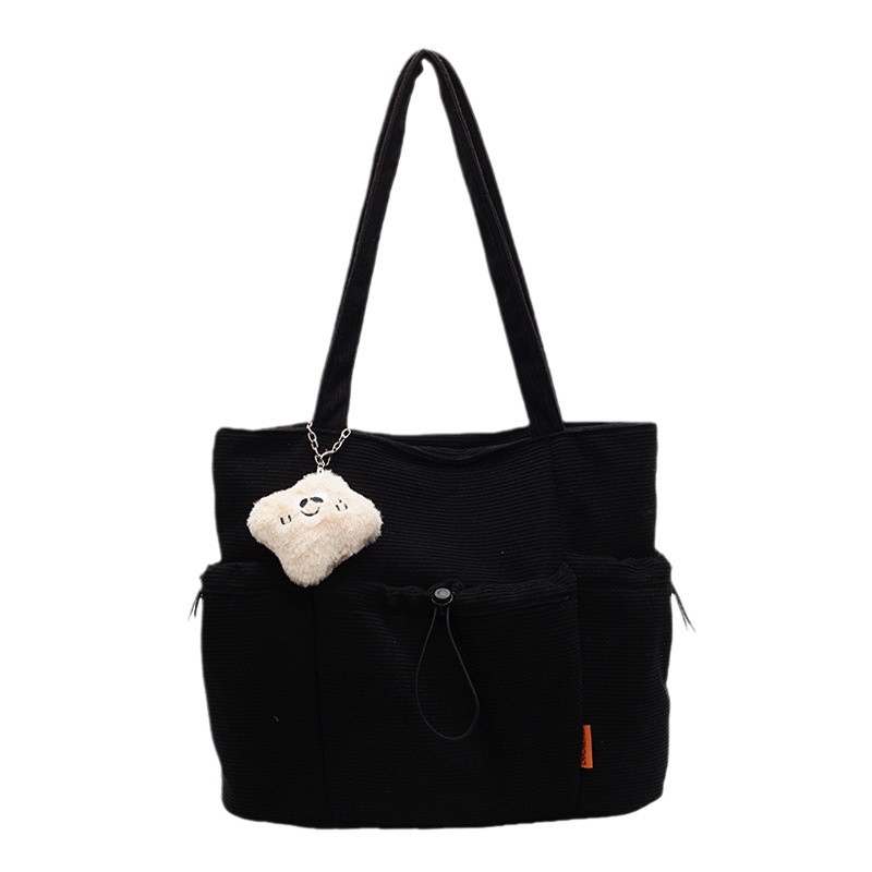 Multi-pocket tote bag, single-shoulder bag, Korean-style sports shoulder bag, simple, niche and fashionable, Japanese-style solid-color tote bag Item Picture