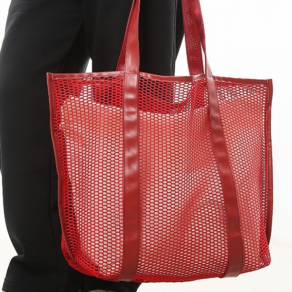 Korean style trendy grid beach bag for women 2025 New fashion storage bag, transparent single-shoulder bag, simple texture tote bag Application Scenario