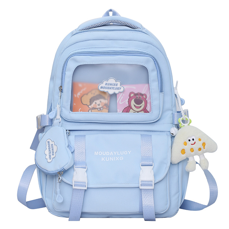 New backpack for junior high school girls, large capacity for primary school students, high appearance level, cute and lightweight bag, high school student bag Item Picture
