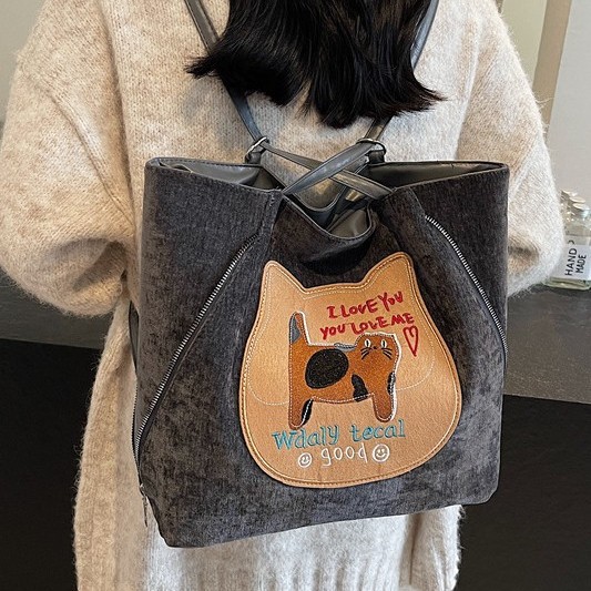 This year, cross-border backpacks are popular for women. The new 2024 autumn and winter high-end tote bag and large-capacity commuting single-shoulder bag Specification drawing