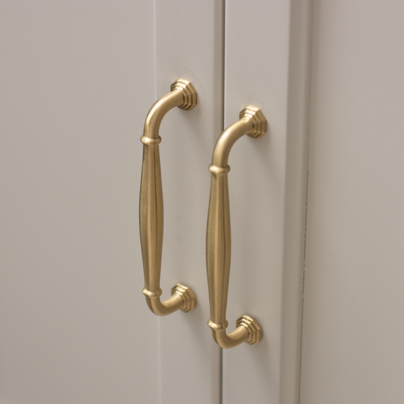 American-style simple solid brass handle for light luxury wardrobe, cabinet and furniture drawer single-hole multi-hole distance handle Specification drawing