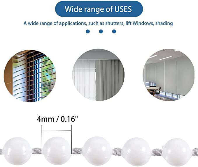 Available in stock: 10-meter bead chain, 10-piece bead buckle set, roller blind curtain accessories, 4.5*6MM close-string beads details Picture