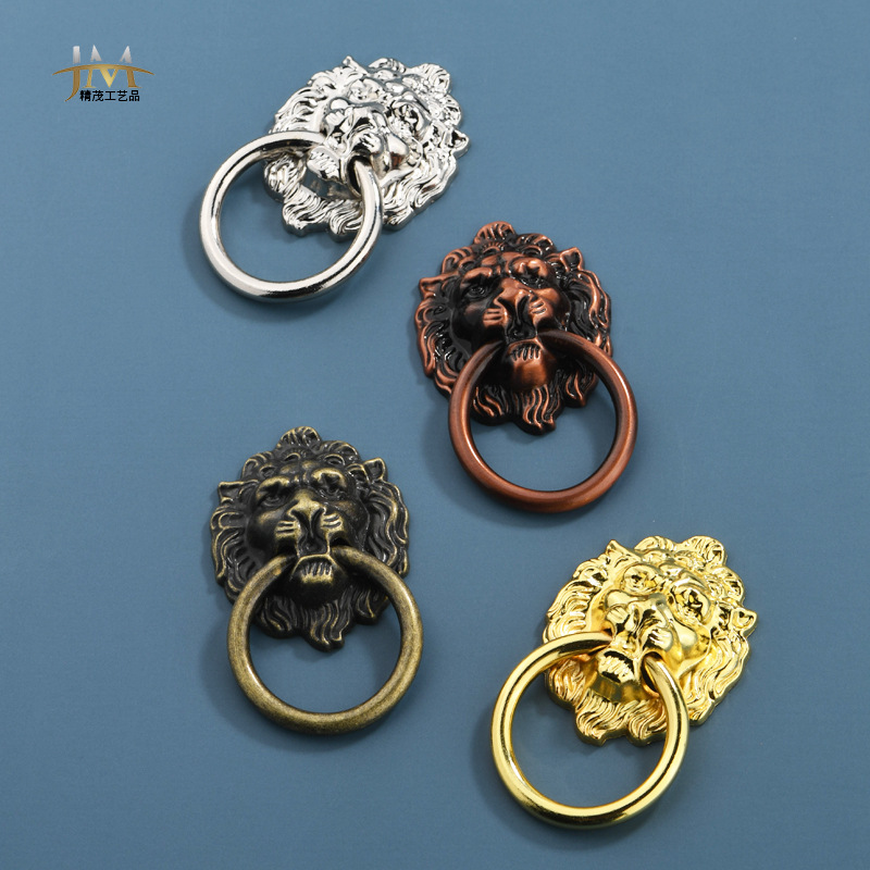 Jingmao Hardware B-447 New Chinese-style antique brushed Lion Head Kitchen cabinet, wardrobe door and home Decoration hardware handle Specification drawing