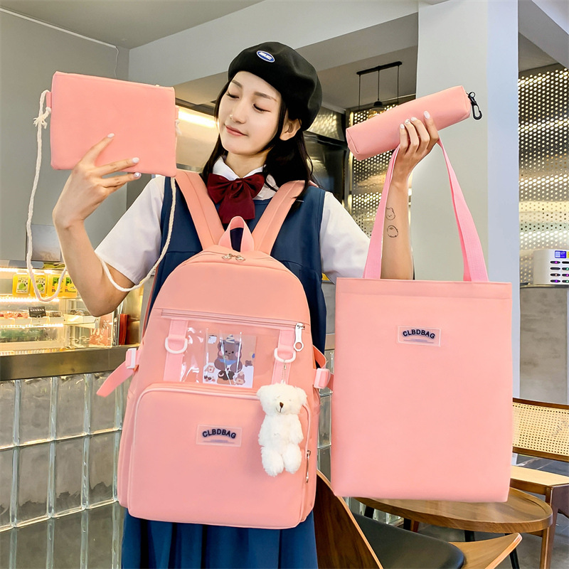 Wholesale of a new Japanese-style schoolbag with a cute and versatile campus style, a trendy four-piece backpack for primary school students Specification drawing