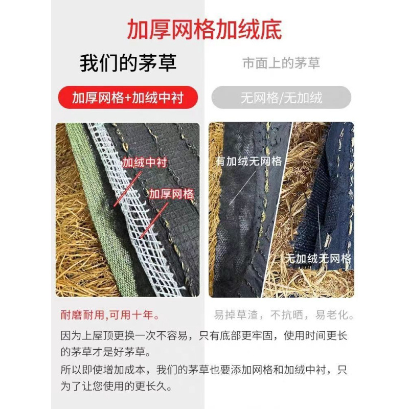 Artificial thatch pavilion, outdoor roof, artificial grass, plastic thatch shed, wall, homestay courtyard, heat insulation, artificial grass clearance obstruction Specification drawing