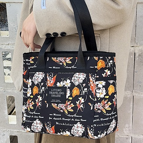 Cartoon durable bag cover handbag, Korean-style bento bag, fashionable handbag, tote bag, casual printed single-shoulder bag details Picture