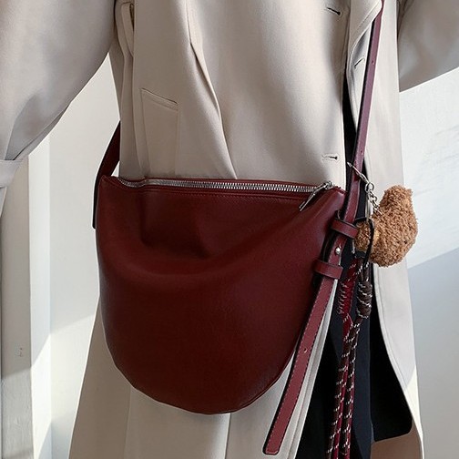Single-shoulder bag, solid color, single casual small bag, student shoulder bag, Korean style, simple underarm bucket bag, dumpling bag Specification drawing