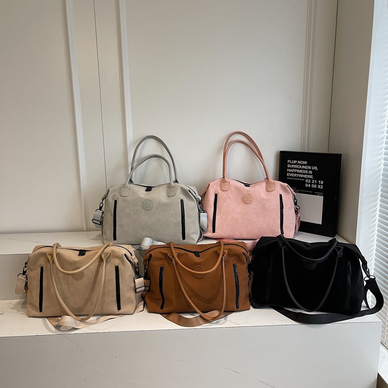 New cross-border pu soft leather travel bag, thickened and durable, casual swimming and fitness bag, simple hand-held crossbody carry-on bag details Picture