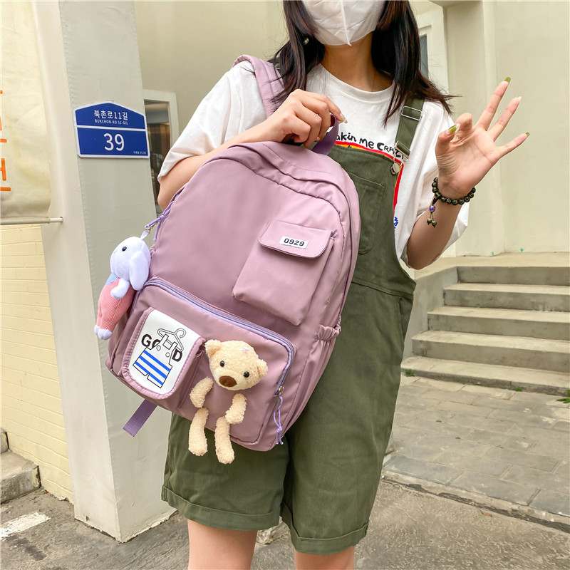 Wholesale of new, fresh and cute bear backpacks for school students, Korean version backpacks for high school and junior high school students details Picture