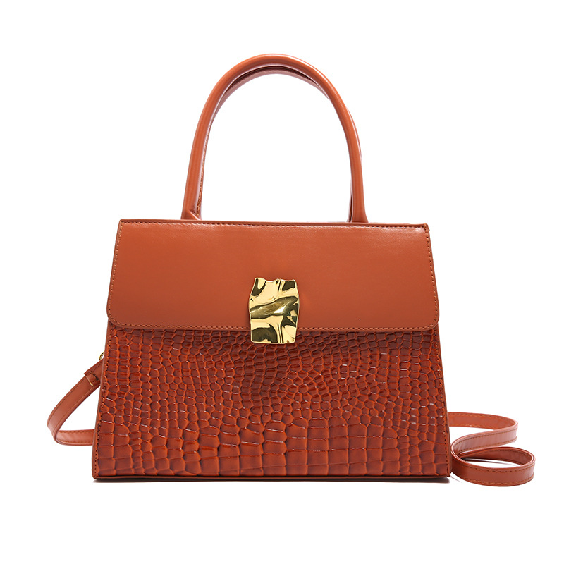 A new 2024 European and American fashion retro women's handbag, single-shoulder bag with crocodile pattern and large capacity crossbody bag Item Picture