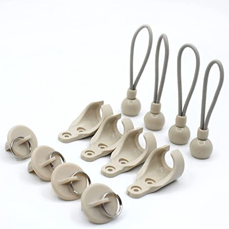 Cross-border retail 4 sets of beige Venetian blinds, windproof elastic ball rope, outdoor fixed ball lock, including plug Application Scenario