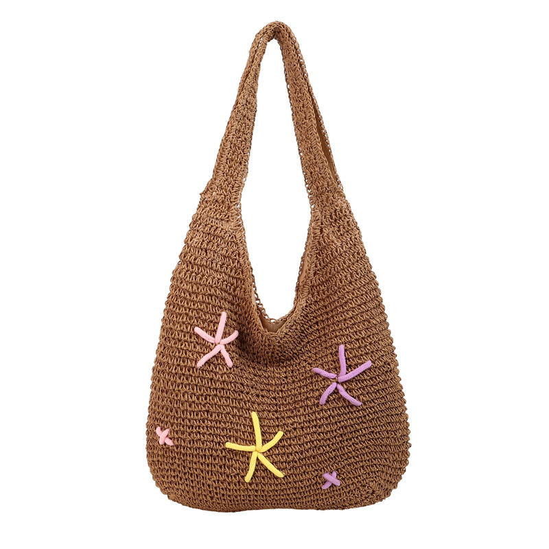 New woven niche summer 2025 girlish travel bag, sweet straw woven, versatile and fashionable starfish handbag Item Picture
