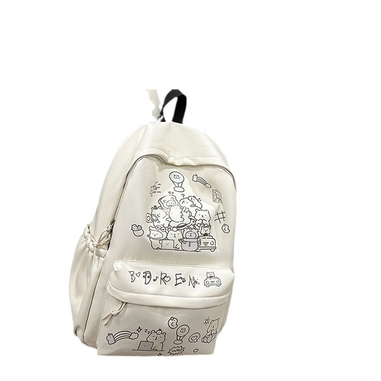 Cute graffiti schoolbags for girls, large-capacity computer travel backpacks for junior high school students, and backpacks for female college students' outings are in vogue Item Picture