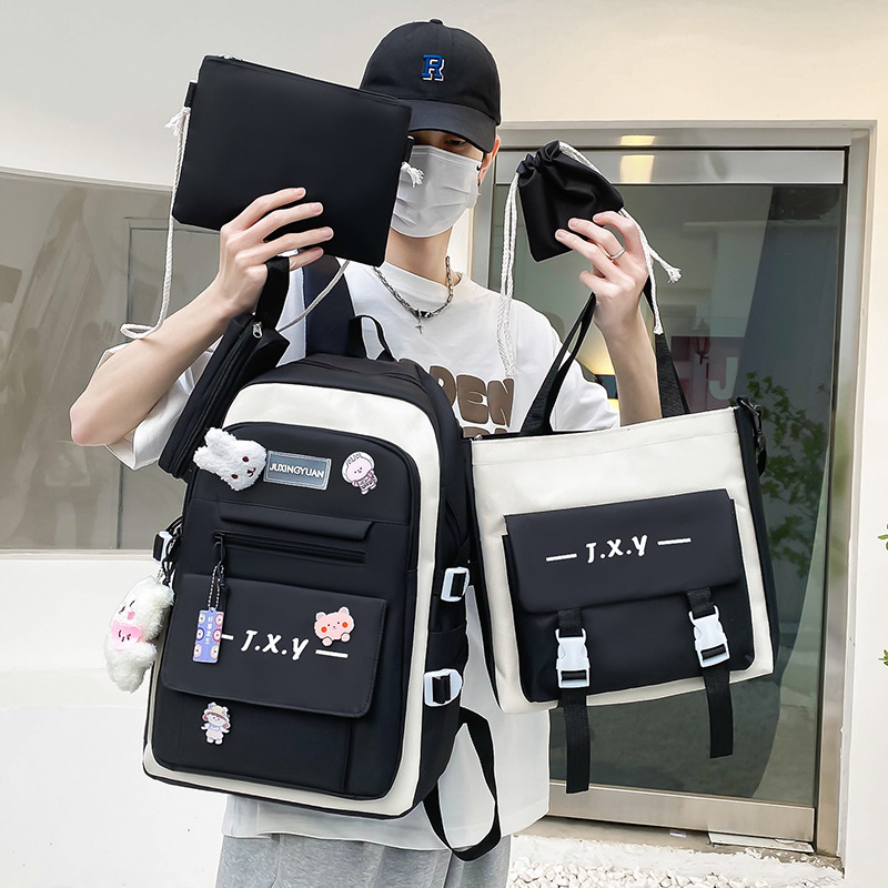 Multi-functional schoolbag for primary and junior high school girls, Korean version, large-capacity backpack, five-piece set, spine support, lightweight backpack, cross-border Application Scenario