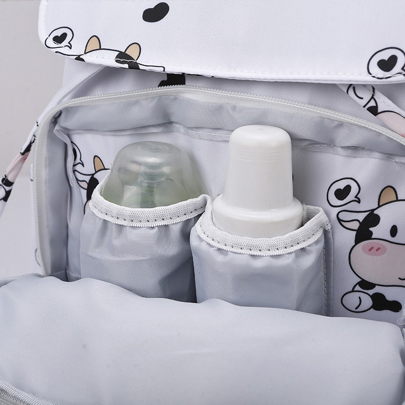 Mummy bag printed handbag, single-shoulder crossbody mother and baby bag, multi-compartment portable storage bag, dry and wet separation maternity bag Specification drawing