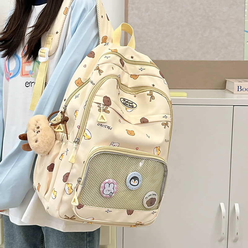 Junior high school girl schoolbag, Korean style Instagram forest-themed versatile, high appearance level girl backpack, large capacity backpack for middle school students full figure