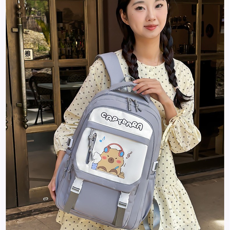 The new best-selling Kapipala cartoon printed backpack is a large-capacity schoolbag for primary and middle school students, which is cute and fashionable Specification drawing