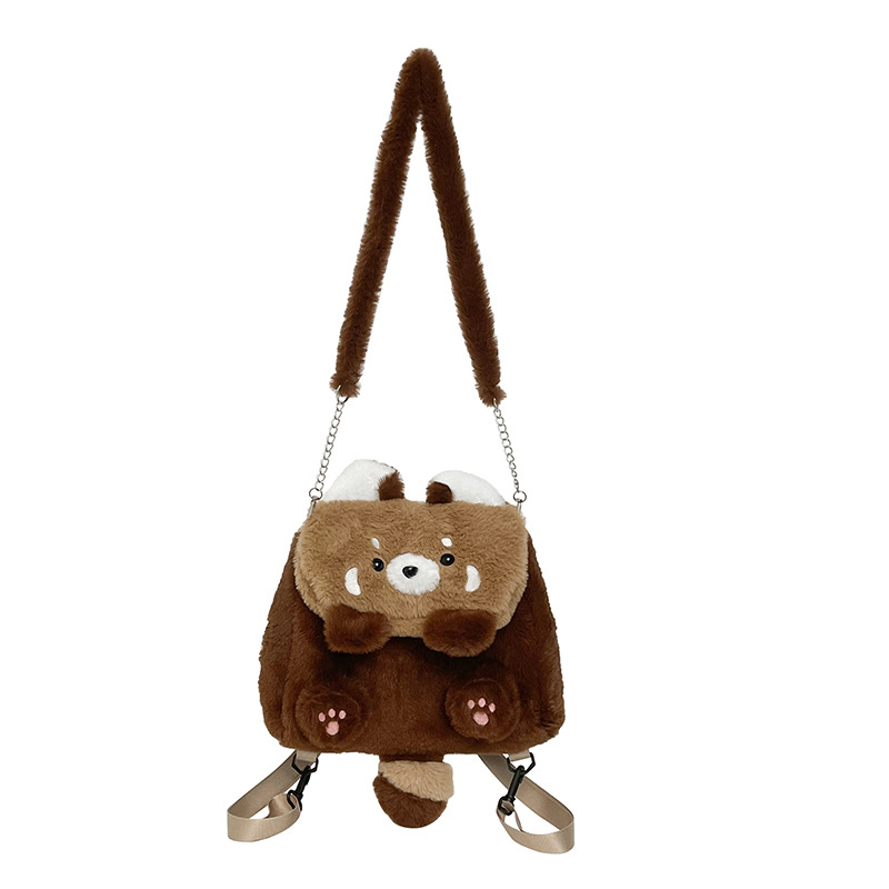 Raccoon plush backpack, crossbody bag, schoolbag, cute doll backpack, plush jk cartoon commuting backpack, girl Item Picture