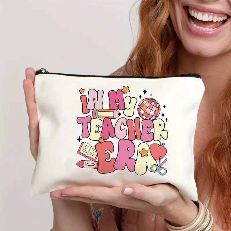 Cross-border temu best-selling pink lettered linen double-sided printed cosmetic bag, storage bag, women's multi-functional zipper bag Application Scenario