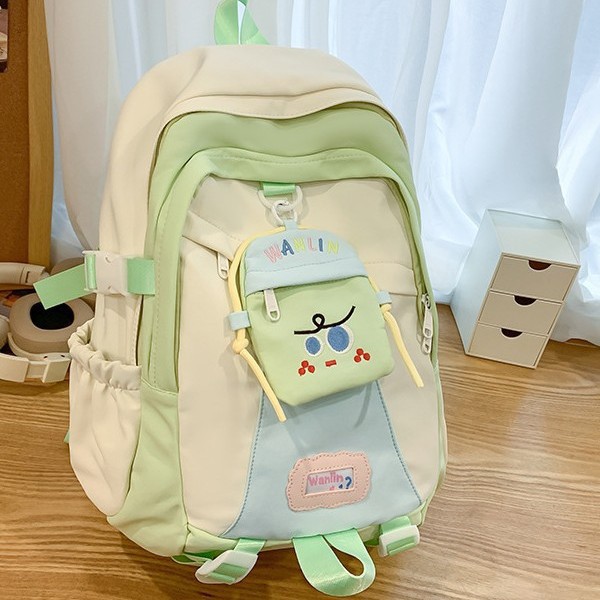 Cute schoolbag, universal for Japan and South Korea, double-back, lightweight, versatile, fashionable and fresh backpack, a cartoon color-blocking backpack for women Specification drawing