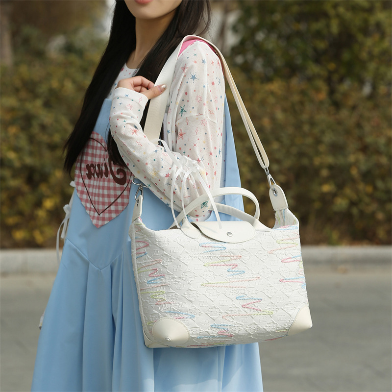 New fashionable and versatile yoga and fitness bag, women's single-shoulder canvas short-distance travel bag, outdoor portable hand-held mommy bag details Picture