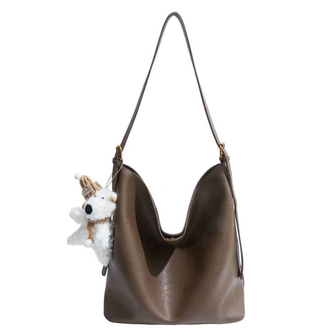 A new large-capacity single-shoulder bag with a versatile Korean commuter handbag, a fashionable bucket bag for autumn and winter, and a laid-back style single-shoulder bag Item Picture