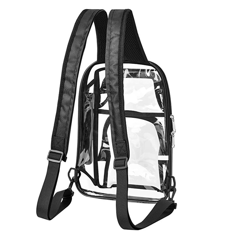Amazon transparent pvc sports backpack Stadium visual single-shoulder bag Adjustable shoulder strap travel storage bag details Picture