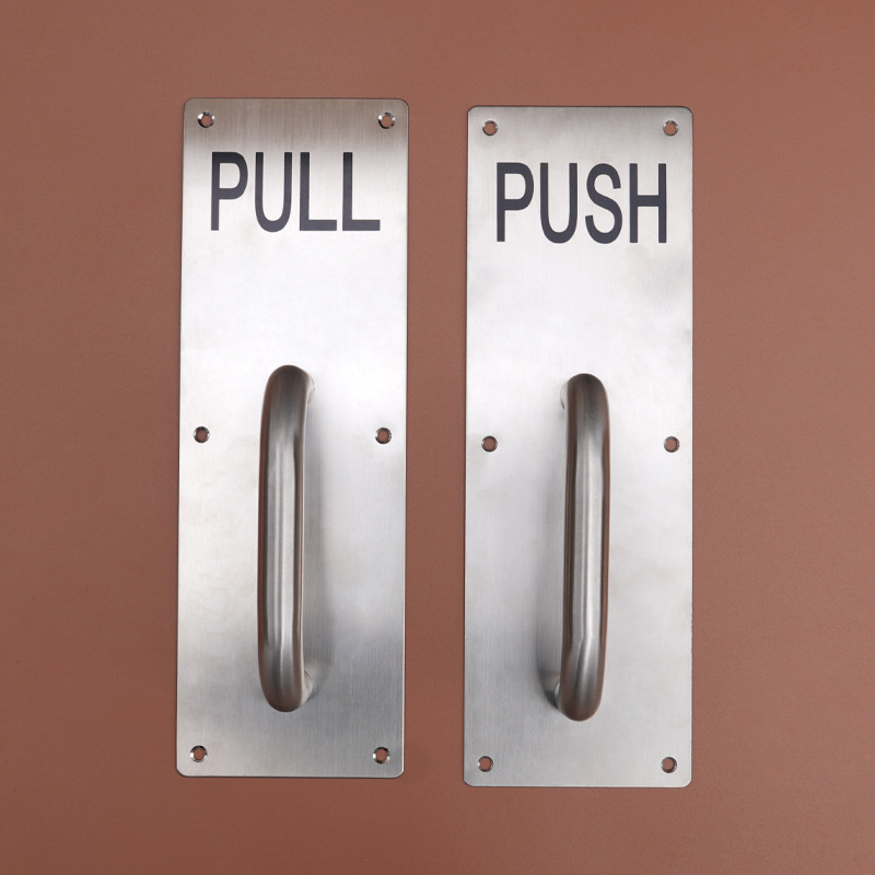 Wholesale English passage door indication handle, stainless steel 100*300 sliding plate handle, fireproof door sliding handle details Picture