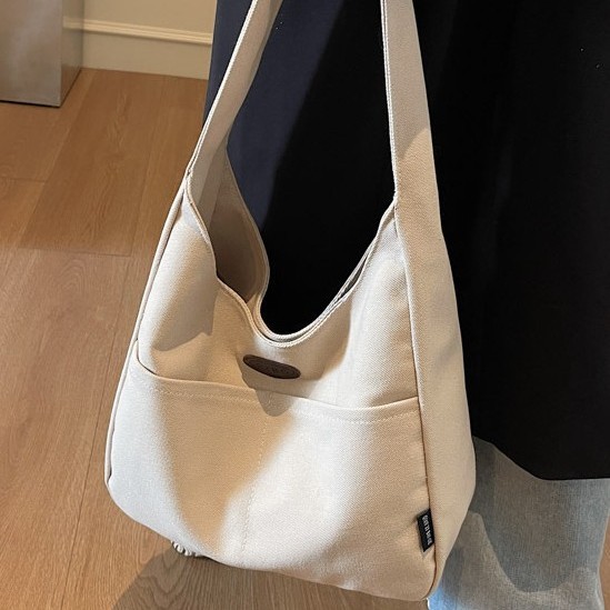 Large-capacity simple fabric bag, 2025 new Korean style, fashionable and versatile single-shoulder bag, casual commuting handbag for work details Picture