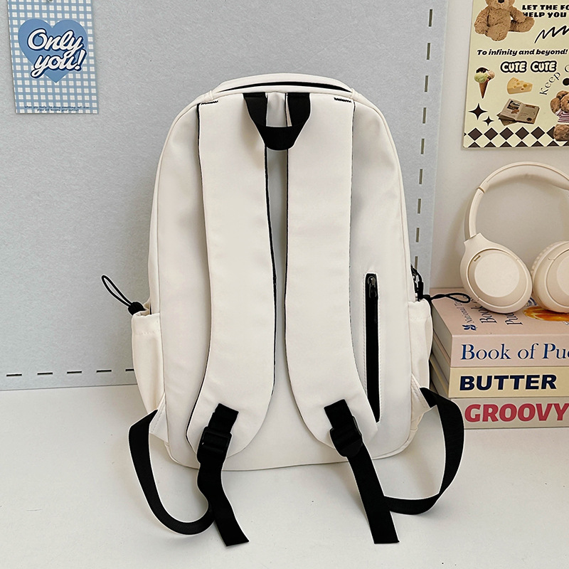 Large-capacity InS-style simple and versatile solid color schoolbag, light and portable couple backpack for junior high school, senior high school and college students' campus style Specification drawing
