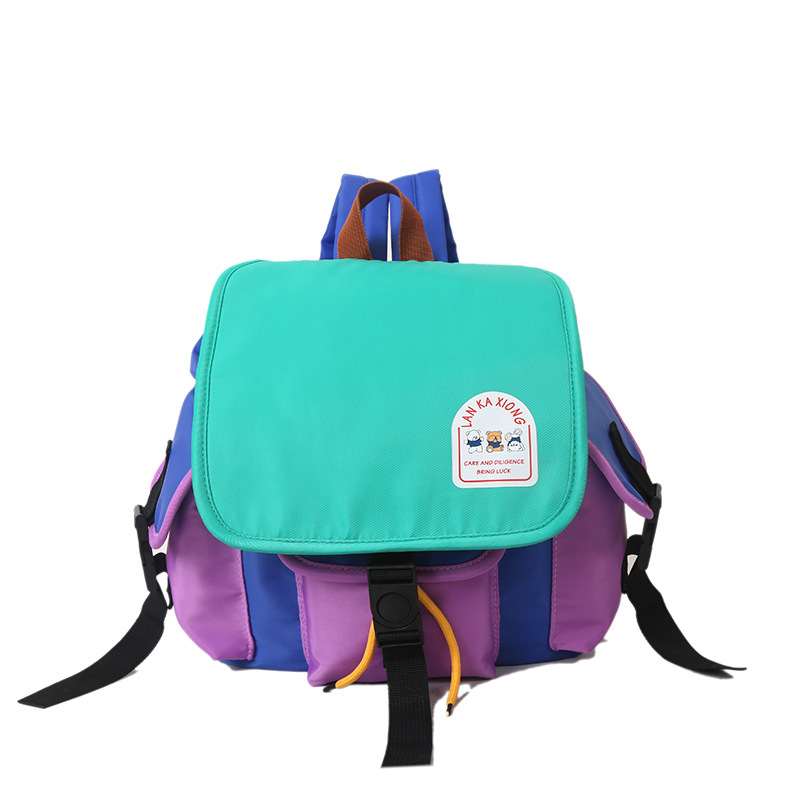 New cross-border cartoon backpack, Korean version, fashionable and cute, double-shoulder backpack with contrasting colors, large capacity, travel small bag Item Picture