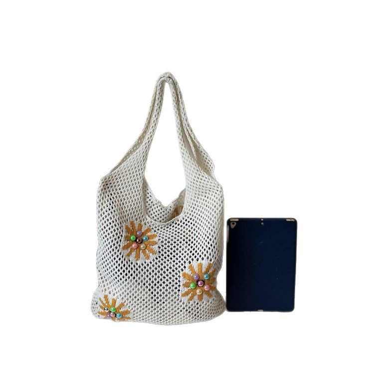 Spring flower woven bag for Women, 2025 New style, popular and versatile straw woven bag, large capacity, laid-back style single-shoulder bag Item Picture