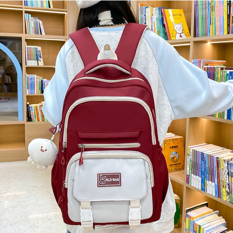 New high-appearancy-level cute student schoolbags, large-capacity multi-color backpacks for girls, and high school student backpacks for cross-border wholesale full figure