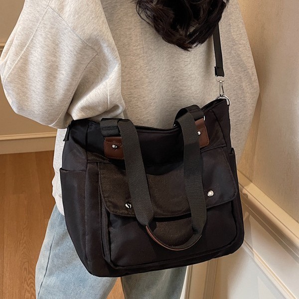 Cross-border commuting large-capacity canvas bag for women 2025 new style, fashionable and retro underarm bag, niche single-shoulder tote bag Specification drawing