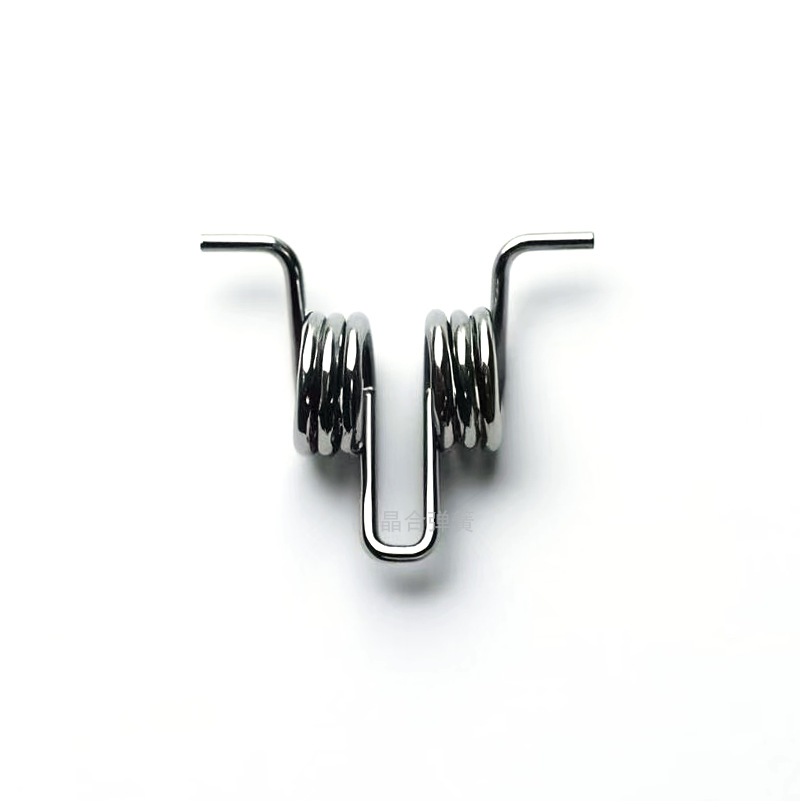 Double torsion springs with a high carbon steel wire diameter of 2.5, with dimensions of 2.5*16.5*38, are in stock and available for quick delivery of display torsion springs Item Picture