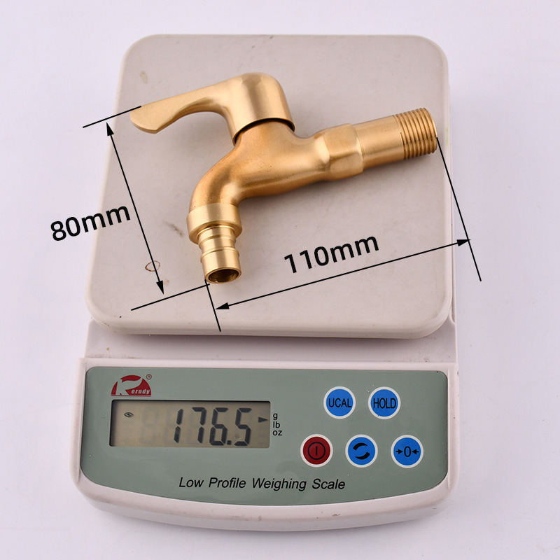 Copper washing machine faucet, quick-opening extended faucet, splash-proof faucet, quarter stainless steel faucet, double faucet Specification drawing