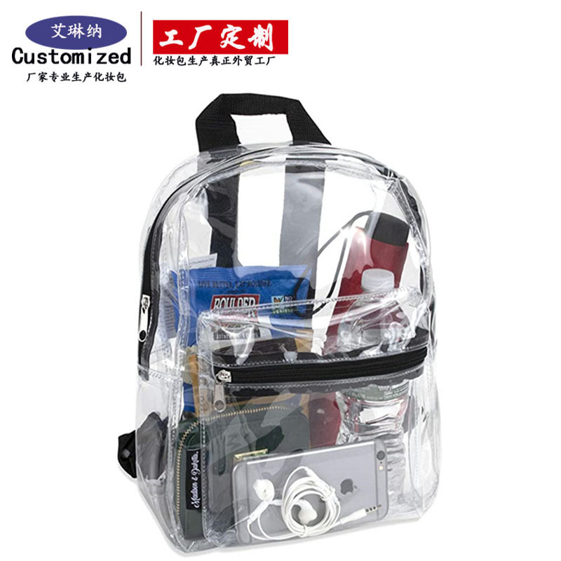 The cross-border Amazon transparent backpack stadium has approved the processing and customization of portable small schoolbags for men and women in outdoor sports full figure