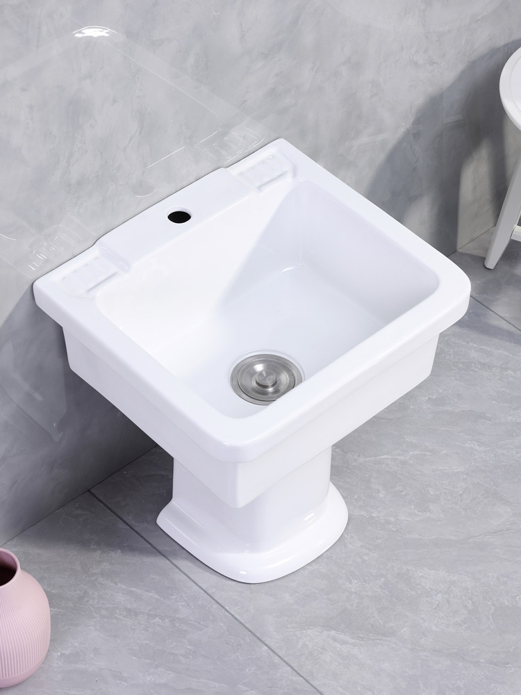 Laundry sink, ceramic basin, square sink, large laundry sink, balcony, bathroom, column, washbasin, sink for washing vegetables, countertop Application Scenario