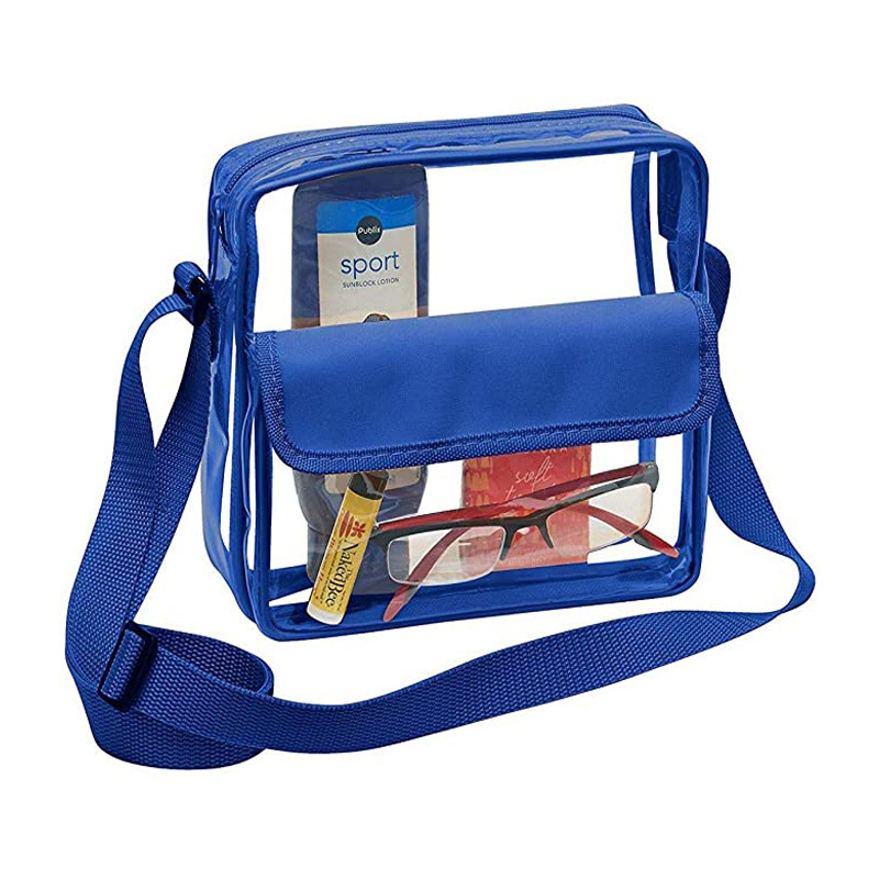 Amazon colorful transparent pvc single-shoulder crossbody bag, travel storage bag, portable bag cover bag, large-capacity sports bag Specification drawing