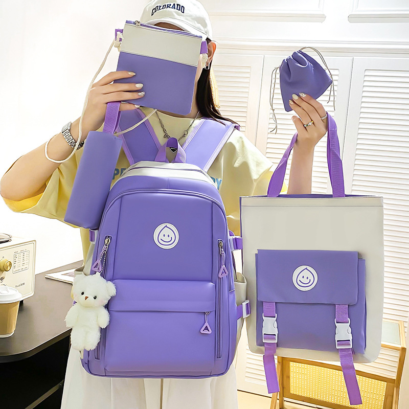 A new high-end cross-border backpack for women, a versatile junior high school student schoolbag set of five pieces, and a casual computer backpack Specification drawing