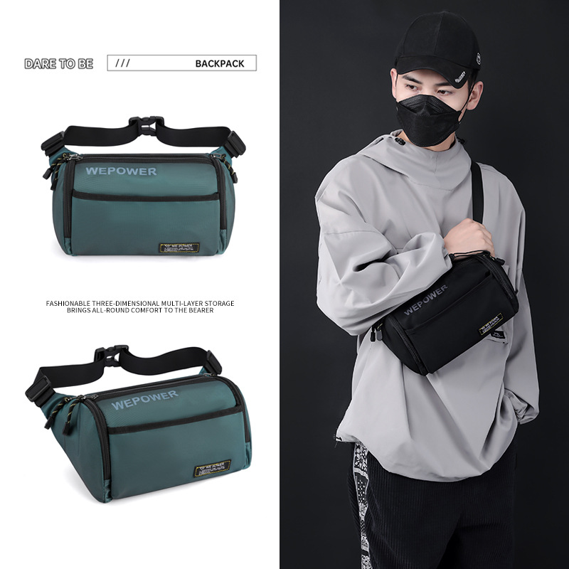 New cross-border trendy men's chest bag, large-capacity single-shoulder bag, water-resistant crossbody bag, casual outdoor sports waist bag details Picture